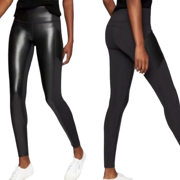 Athleta Pants - Athleta Gleam Chaturanga Faux Leather Tights Leggings